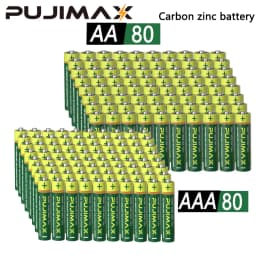 PUJIMAX 240/160/80/40-Piece AAA + AA Battery Pack, 1.5V Carbon-Based Battery, Suitable for Wireless Mice, Remote Controls, Jack-O'-Lanterns, Christmas Gifts, Razors, Etc., Non-Rechargeable