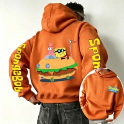 Burger SpongeBob SquarePants and Patrick Star Cartoon Anime 2026 Spring and Autumn Men's and Women's Fashion Sports Hoodies