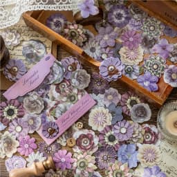 50pcs Cutting Language Flower Series Creative Retro Flower Adhesive Stickers DIY Handmade Scrapbook Aesthetic Stationery Sticker