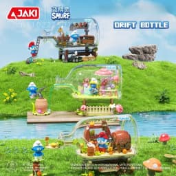 JAKI Blue Elf Building Blocks Drifting Bottle Series Anime Cartoon Assembly Toy Model Desktop Decoration Ornament Children Gifts