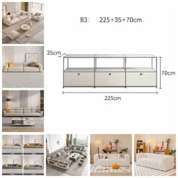 Modern Living Room Cabinet Modular Sideboard Storage Cabinets Combination TV Stand for Customizable Steel Frame Wood Furniture