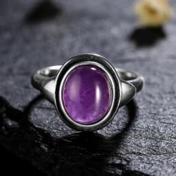 925 Silver Rings Natural Amethyst Gemstone Rings for Women Wedding Bands Anniversary Gift Fine Jewelry