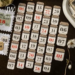 JIANWU Sequence Tag Series Vintage Date Digits Number Label Landscape Material Collage Sticker Creative DIY Journal Stationery