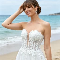 Popular Strapless V-neck 3D Flower Lace Applique A Line Wedding Dresses Sweep Train Custom Made 2025 Vestido De Noival