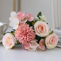 Artificial Flowers Retro Silk Rose Bouquet Hydrangea Peony Vintage Bride Holding Fake Plants Home Wedding Decoration Accessories