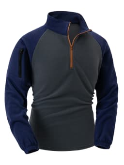 Men's New Stand-up Collar Half-zipper Long-sleeved Arm Zipper Pocket Tactical Sweater Pullover Training Uniform
