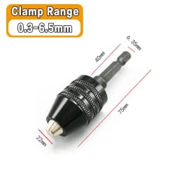 STONEGO 0.8-10mm Keyless Drill Chuck Converter 3/8"- 24UNF Thread Quick Change Adapter 1/4" Hex Shank
