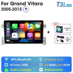 2 Din Android 12 Car Radio For Suzuki Grand Vitara 3 2005-2012 2013 2014 2015 Stereo Multimedia Video Player Navigaion Carplay