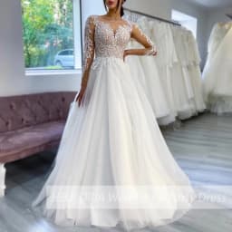 Boho Wedding Dress Long Sleeve Bride Dress Plus Size Robe De Mariee Lace A Line Wedding Bridal Gown customized