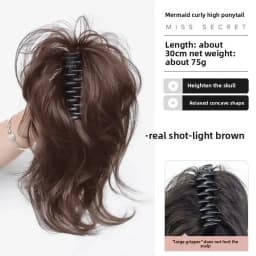 Short Curly Synthetic Claw Clip Ponytail Hair Extensions For Women High Top Bun Ponytail Hairpiece High Temperature Fiber Tail