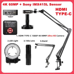 48MP 38Mp 4K 2K HDMI USB Industrial Digital Video Microscope Camera Zoom 130X C-Mount Lens LED Ring Light For Repair Soldering