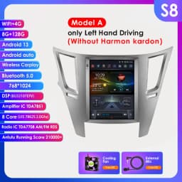 9.7inch 2 DIN Android 13 Car Radio for Subaru Outback Impreza Legacy 2009-2014 Multimedia Stereo Vertical Screen Carplay 360Cam