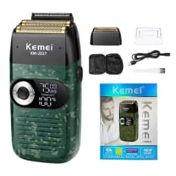 Original Kemei KM-2026 KM-2027 2 In 1 Rechargeable Electric Shaver LCD Reciprocating Razor For Men USB Charging Beard Trimmer