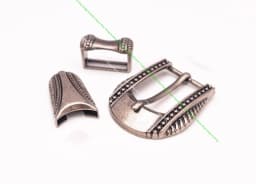 Solid Vintage Silver End Bar Pin Buckle 3 Pcs Set Diy Leathercraft Western Engraved Headstall Belt Buckle Replacement Fit 24mm