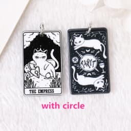 8Pcs 39*23 MM Black White Cat Tarot Card Charms Creative Acrylic Sun Moon And Lovers Jewelry For Earring Necklace Diy