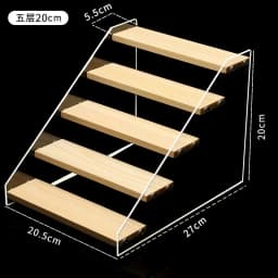 3-6 Layer Transparent Display Rack & Wooden Ladder Storage Shelf, Dustproof Organizer Stand for Cupcakes, Model Toys