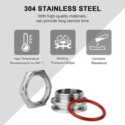 Weldless Bulkhead Tri Clamp 1.5 Inch Stainless Steel Compression Bulkhead Fittings Water Tank Beer Can Kettle Connector Pipe Fit