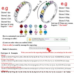 U7 925 Sterling Silver 1-5pcs Birthstones Ring for Woman Promise Engagement Wedding Custom Family Jewelry Gift Mother Grandma