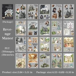20Sheets/Pack Literary Story Theme PET Die-Cut Sticker Book for DIY Crafts, Scrapbooking, Journal, Phone Case, Laptop, Guitar