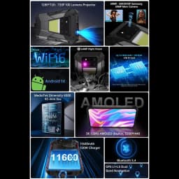 Unihertz Tank 4 pro 5G Projector Rugged Smartphone 36G 1TB Dimensity 8300 Android 14 11600mAh AMOLED 120HZ Sports Phone