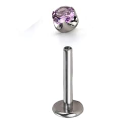 ASTM F136 Titanium Skin Surface PIERC Ear Lip Nose Studs with CZ Top Labret Threaded Earrings Multi Size Body Piercing Jewelry