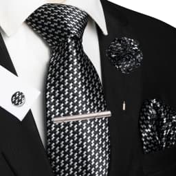 Brown Yellow Plaid Ties For Men Luxury 8cm Silk Tie Pin Pocket Square Cufflinks Tie Clip Set Business Party Wedding Accessories