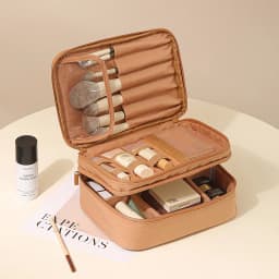 Large-Capacity Cosmetic Bag Double-Layer Toiletry Beauty Tool Organizer with Dividers; Portable Oxford Cloth Travel Handbag
