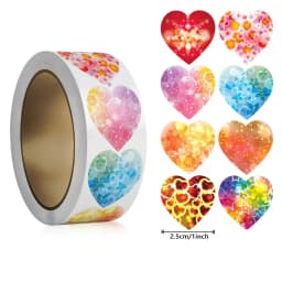 50-500pcs 1inch Red Heart Stickers for Valentine's Day Baking Packaging Sticker Envelope Seals Love Decorative Sticker