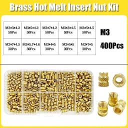 Brass Threaded Insert Nut Kit M2 M2.5 M3 M4 M5 M6 M8 Hot Melt Heat Knurled Embed Injection Copper Insertnut for 3D Print Plastic