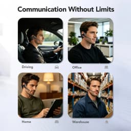 Mpow A6 Bluetooth 6.0 Headset with Microphone 96-Hour Open Ear Noise Canceling Wireless Earpiece Mute Button for Trucker Office