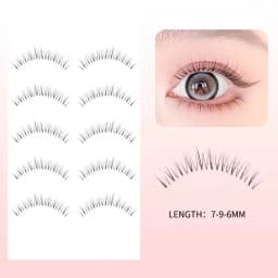 5 Pairs Manga False Eyelashes Wispy Soft Cluster Lashes Natural Thick Eyelashes with Clear Band Korean Style Anime Makeups