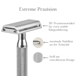 Safety Razor Men's Wet Razor 30° Angle Including 5 Platinum Razor Blades, Safety Razor and Blade Guard