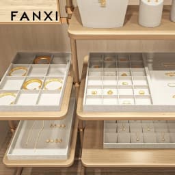 Oirlv Linen Multi-function Flat Jewelry Tray Stackable Jewelry Drawer Organizer Bracelet/Watch/Earrings Showcase Jewelry Holder