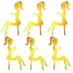 6PCS High Heel Girl Elegant Woman Silhouette Pattern Cake Topper Attractive Creative Cupcake Toppers Dessert Picks For Wedding