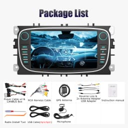 ESSGOO 7" Android 13 2+64G Carplay Car Stereo GPS NAV Wifi BT MIC FM RDS Radio For Focus MK2 Mondeo Cmax Galaxy Smax Kuga