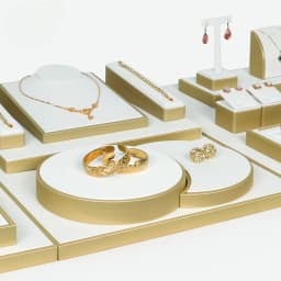 Top PU Jewelry Display Stand, Gold and White Brushed Jewelry Display Storage, Jewelry Props Set Display Props Are in Stock