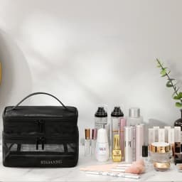 Women's Transparent Mesh Ideal for Cosmetics Makeup and Toiletries Kit for Travel Sales Success Make Up Organizer Bag