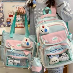 Contrast color desihngirls backpack Good lookingandlargecapacityschool backpack for girls Pain bag tote bagforwomenAgiftforagirl