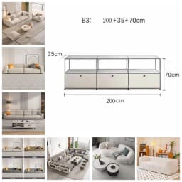 Modern Living Room Cabinet Modular Sideboard Storage Cabinets Combination TV Stand for Customizable Steel Frame Wood Furniture
