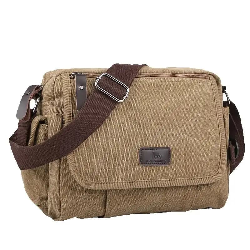 Vintage Canvas Multi-functional Casual Messenger Bag Men's Leisure Shoulder Crossbody Satchel Small for Male