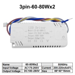 5pcs 3 Color LED Driver 200mA-220mA Transformer 8-24Wx2 25-40Wx2 37-60Wx2 60-80Wx2 For Ceiling Light Chandelier Replacement