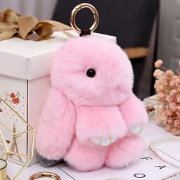 Fluffy Rabbit Pompon Bunny Keychain For Women Bag Car Key Chain Cute Rabbit Key Ring On Bag Car Trinket Pendant Gift