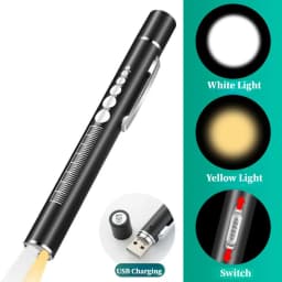 USB Rechargeable Portable Medical Penlight Emergency Flashlight Rechargeable 2 in 1 Pocket LED Pen Lights with Pupil Gauge
