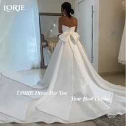 LORIE Elegant Satin Wedding Dresses Strapless A-Line Beach Bridal Gown Sweetheart V Corset Simple Customized Bow Bride Dress2026