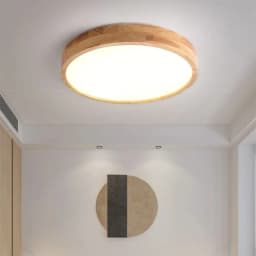 Nordic Solid Wood LED Round Ultra-thin Ceiling Lamp Ideal for Indoor Decoration in Kitchen Living Room Bedroom Home Lighting