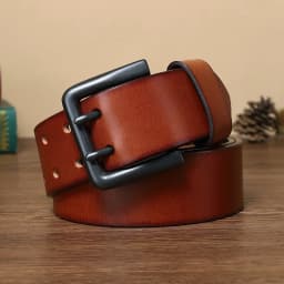 100-125cm 4.3cm Wide Thick Real Cowskin Genuine Leather Belt For Men High Quality Double Pin Buckle Cowboy Business Strap