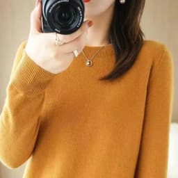 Fashion 100% Merino Wool Sweater Elegant Cashmere Pullover Women O-Neck Long Sleeve Knitwear Basic Clothing Jumper Tops