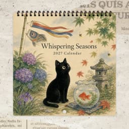 1pc 2027 Wall Calendar, Ukiyo-e Black Cat Theme, 12-month Monthly Planner, Perfect Gift For Birthdays, Christmas, New Year