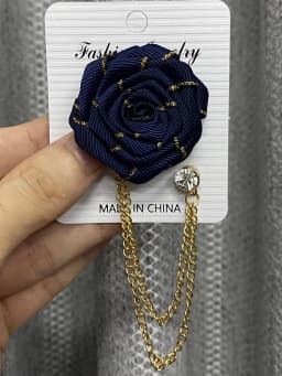 Korean Style Handmade Rose Flower Brooch Pin for Men Wedding Groomsmen Tassel Chain Lapel Accessory Cloth Art Suit Badge