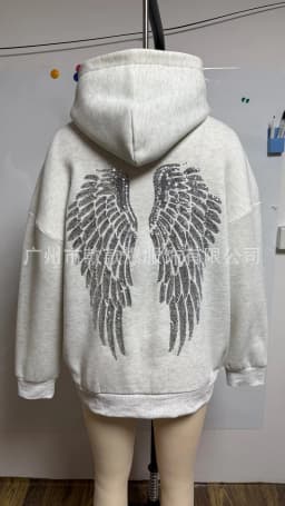 Fashionable Casual Sweatshirt Autumn Winter Solid Color Versatile Loose Wing Sequin Coat Long-sleeved Pullover Woman Clothes